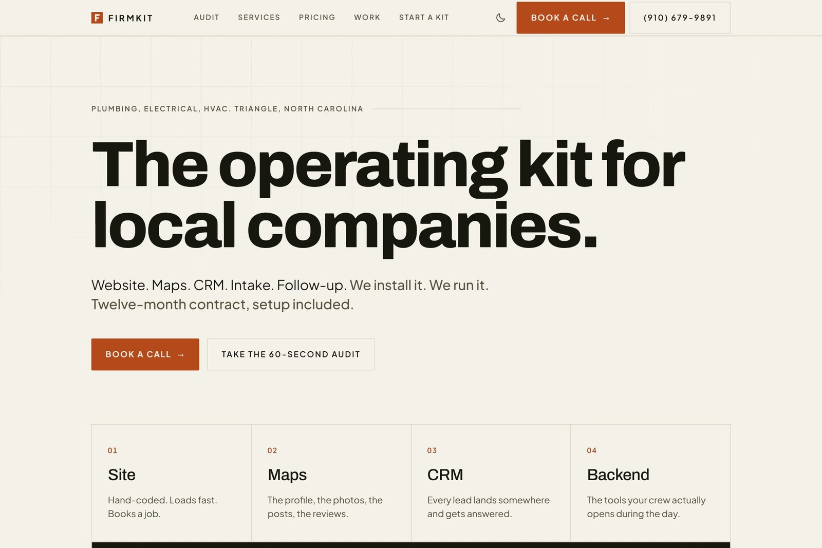 The firmkit.co homepage.