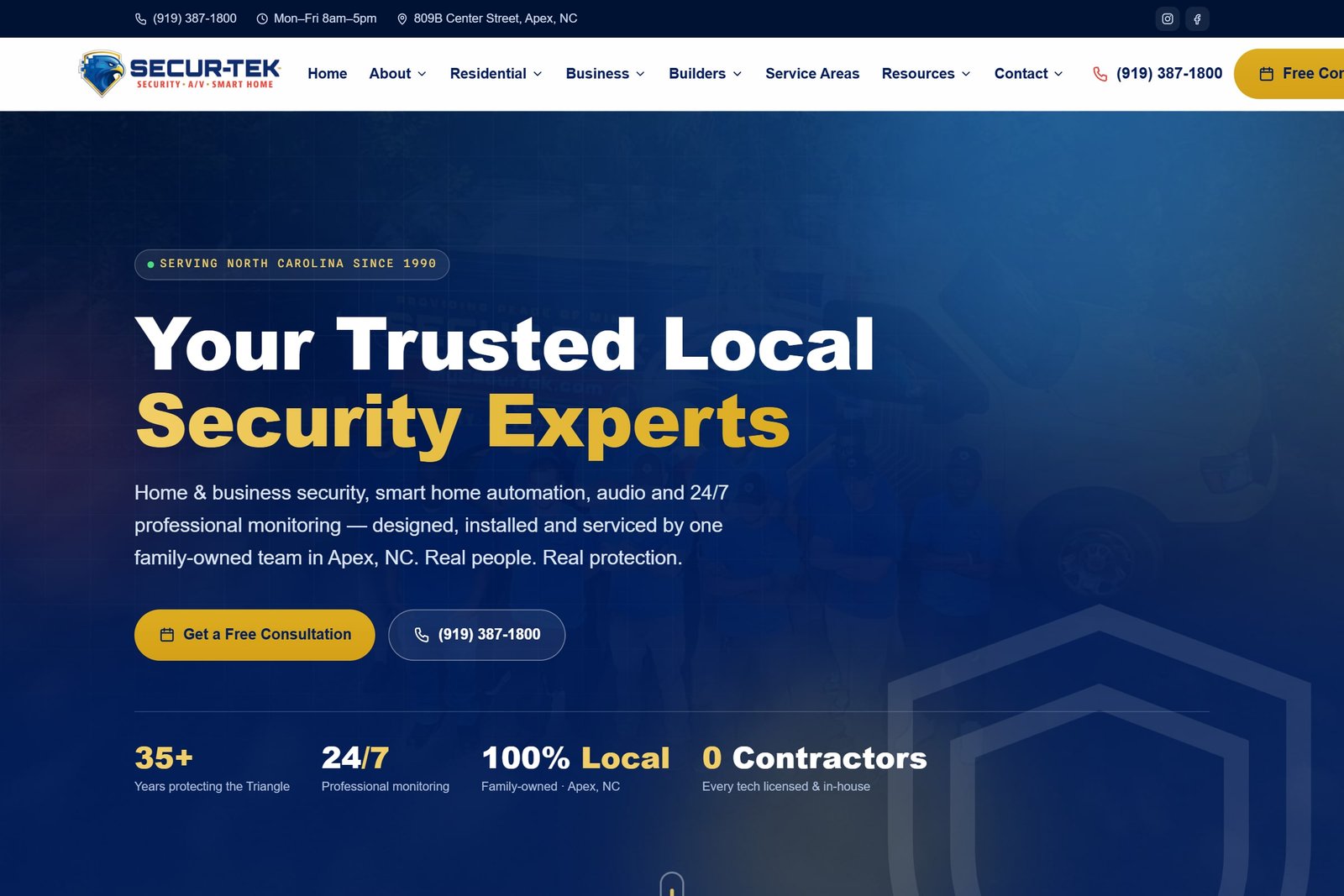 The rebuilt mysecurtek.com homepage.